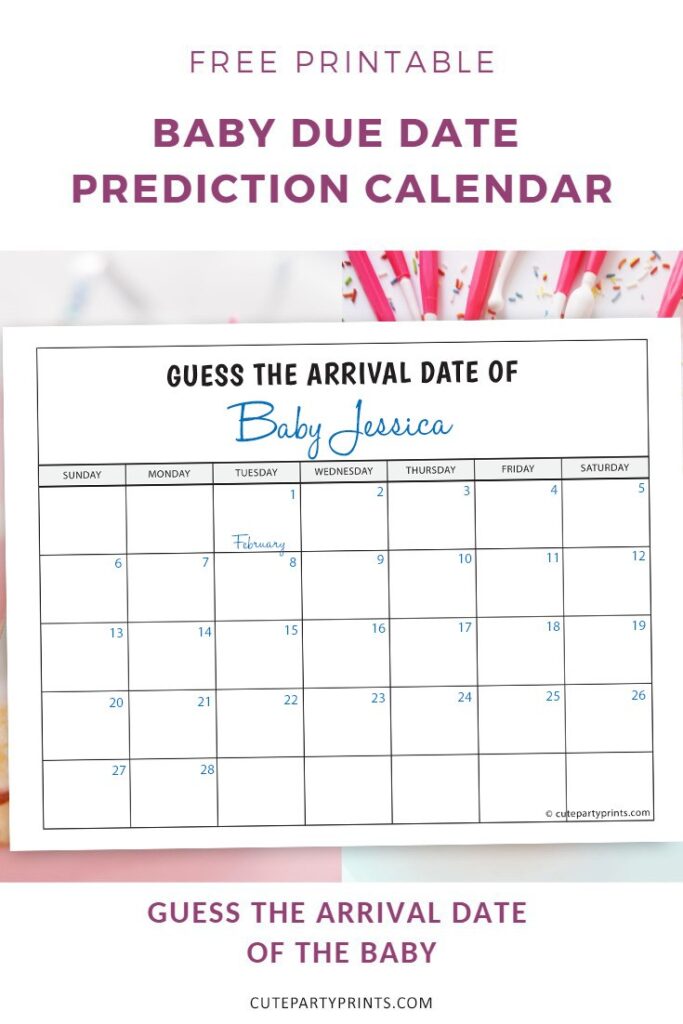 Guess Baby Due Date Calendar Baby Shower Game Guess The Due Date Calendar