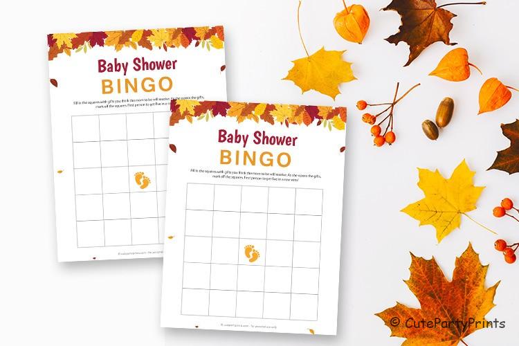 Fall Baby Shower Bingo
