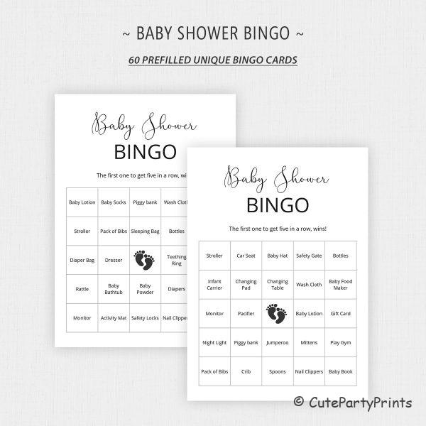 Minimalist Baby Shower Bingo Cards