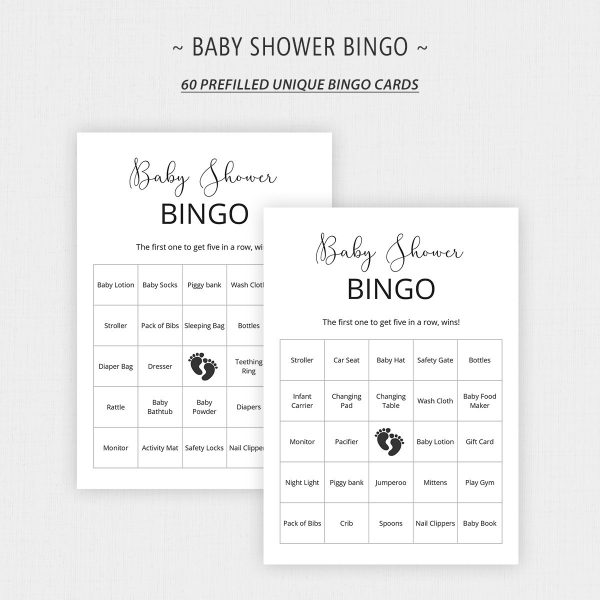 Prefilled Baby Bingo Cards Printable