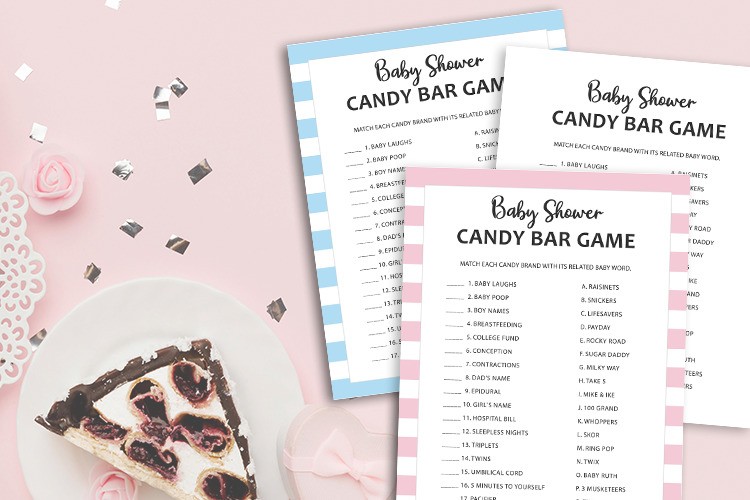 FREE Baby Shower Candy Bar Game - 4 colors