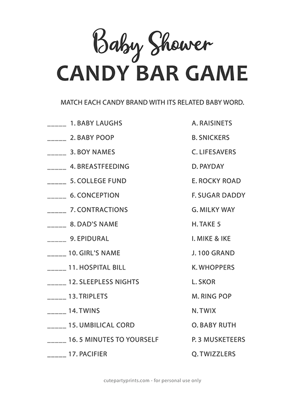 Gender Neutral Baby Shower Game