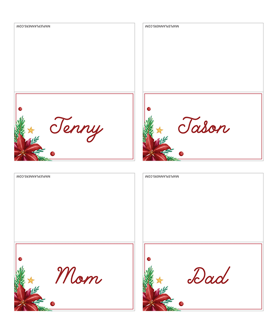 Christmas Place Cards for Holiday Party