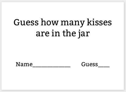 How many kisses game cards