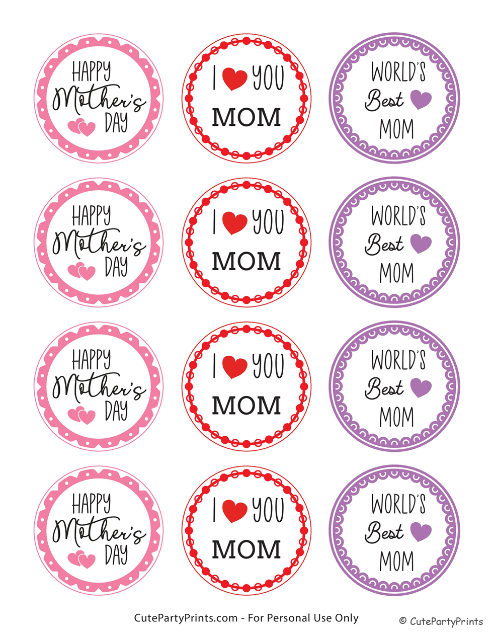 Free Printable Mothers Day Cupcake Toppers