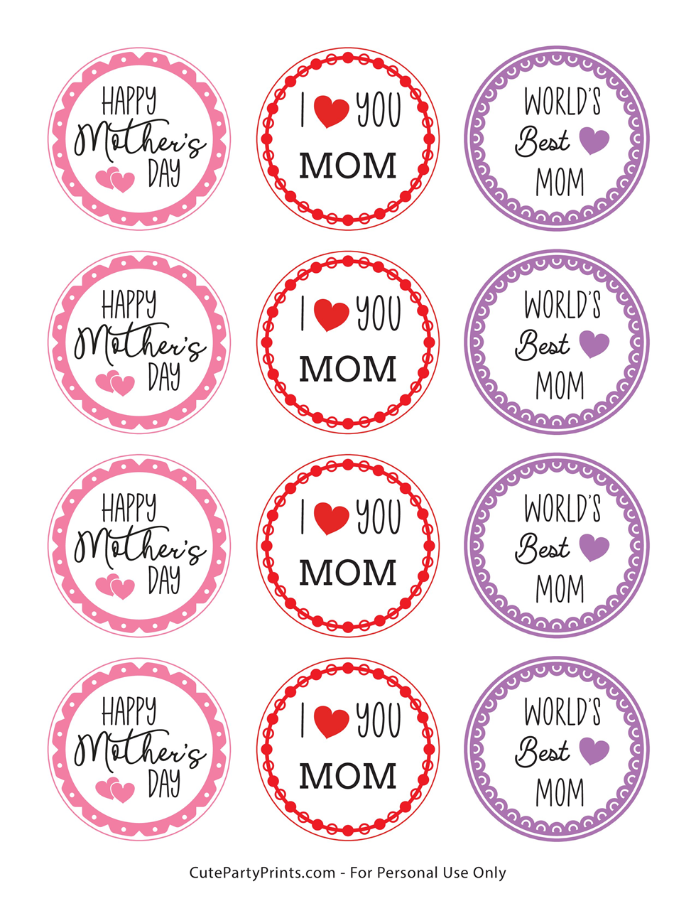 Free Printable Mothers Day Cupcake Toppers