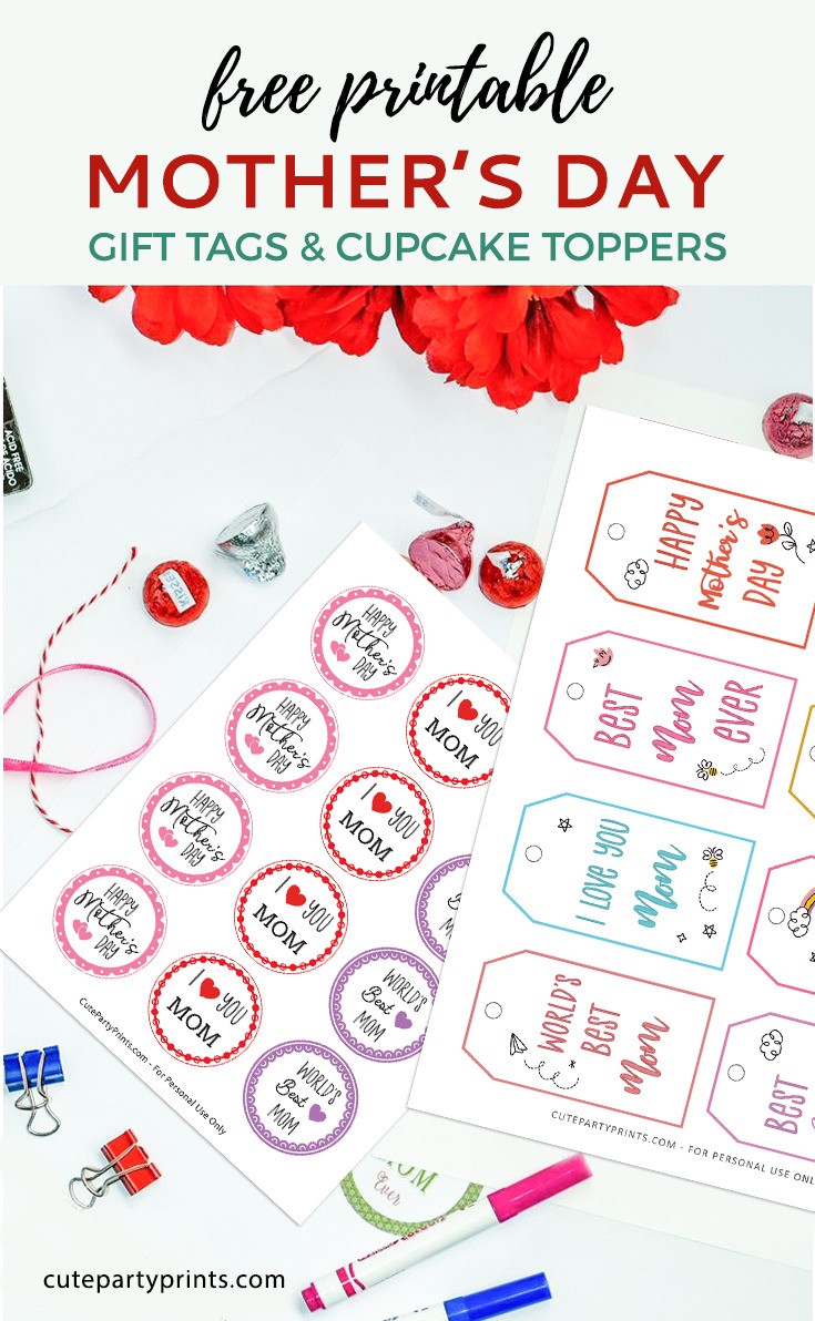 Mother's Day Gift Tags and Cupcake Toppers Printable