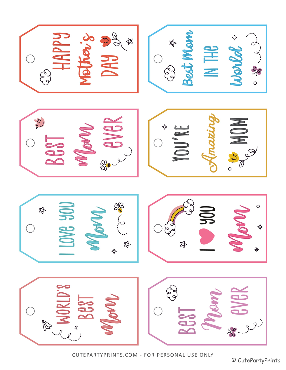 Mother's Day Gift Tags Free Printables
