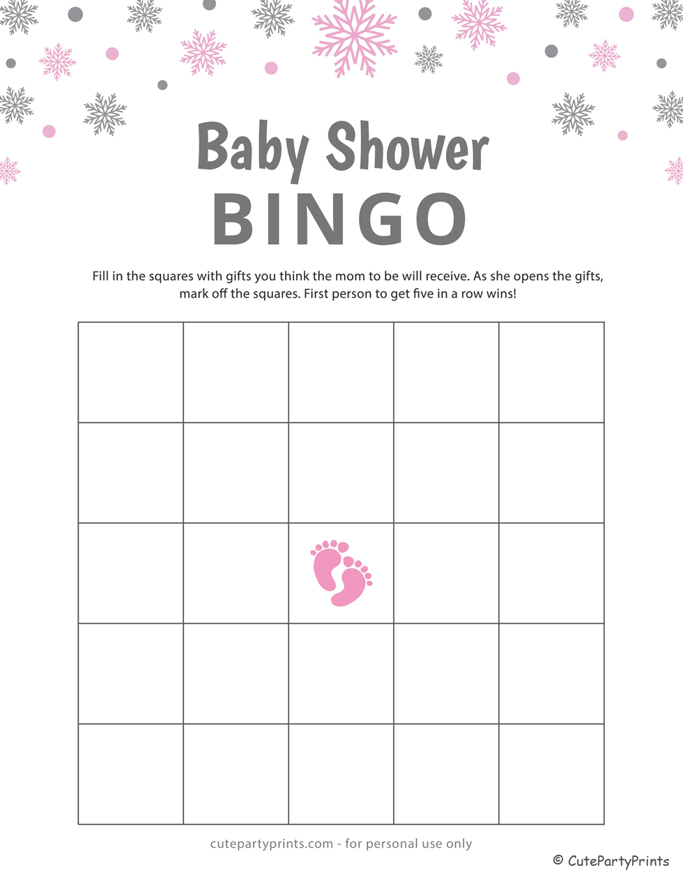 Girl Baby Bingo Printable