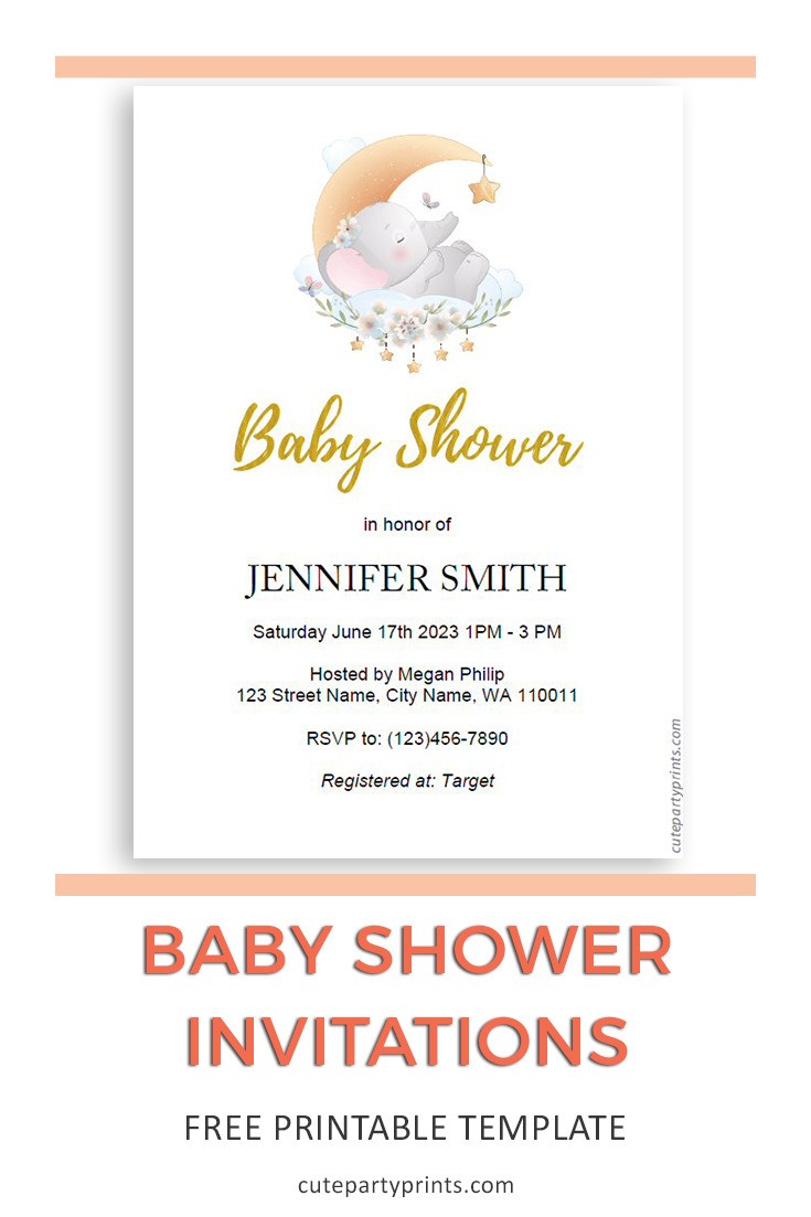 Free Printable Elephant Baby Shower Invitation Templates