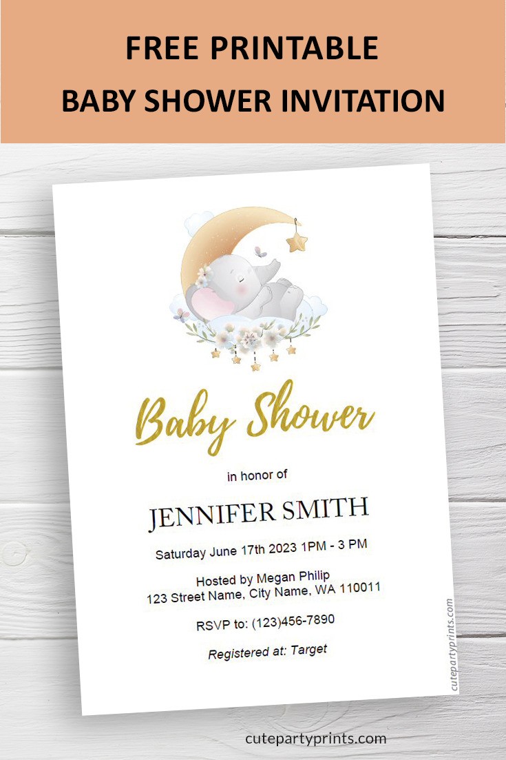 Elephant Baby Shower Invitation Templates