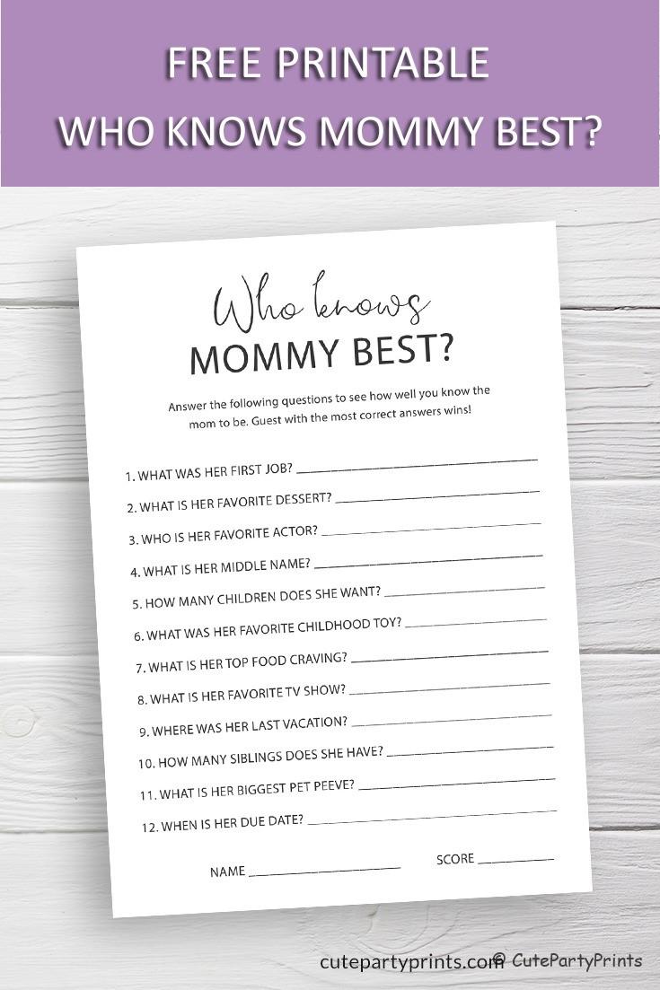 Who knows Mommy Best Baby Shower Game