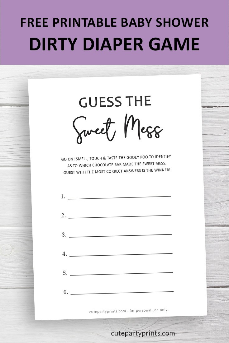 Guess the Sweet Mess Baby Shower Game