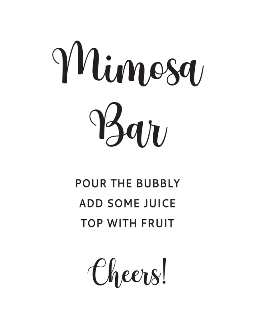 Mimosa Bar Sign and Juice Tags Printable