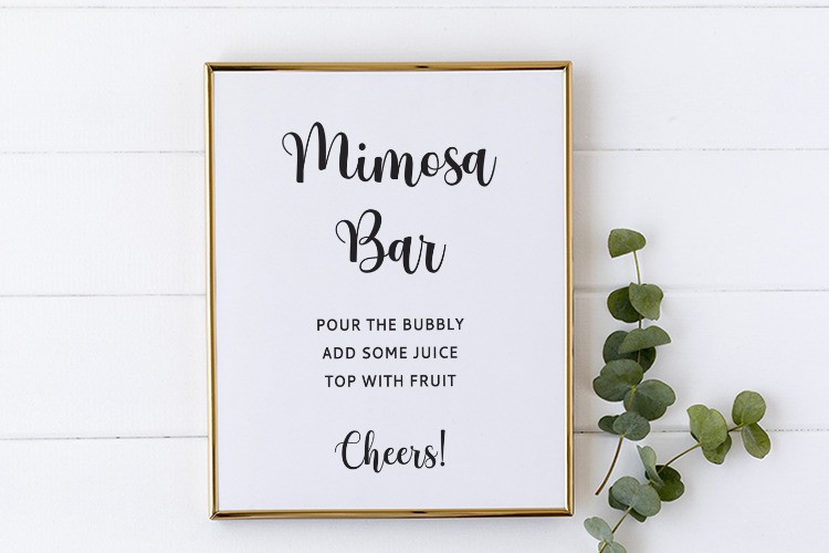 Mimosa Bar setup and free shower printables