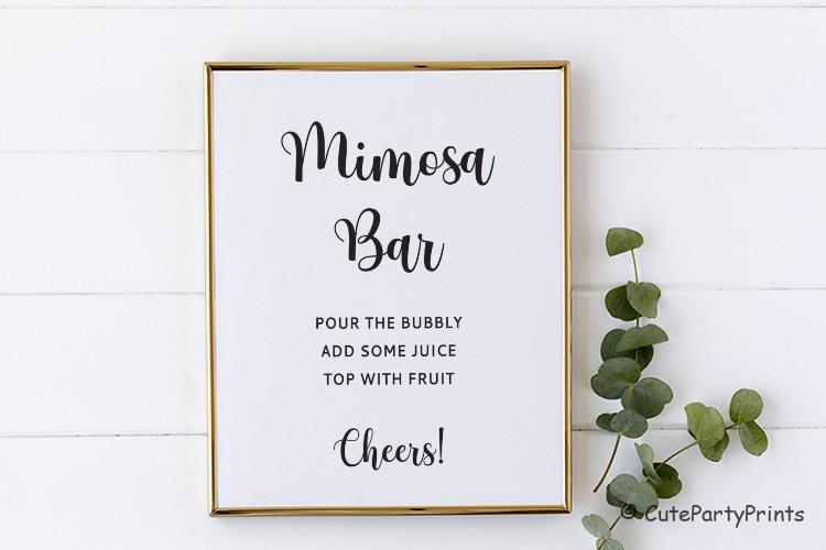 Mimosa Bar Sign and Juice Tags Printable