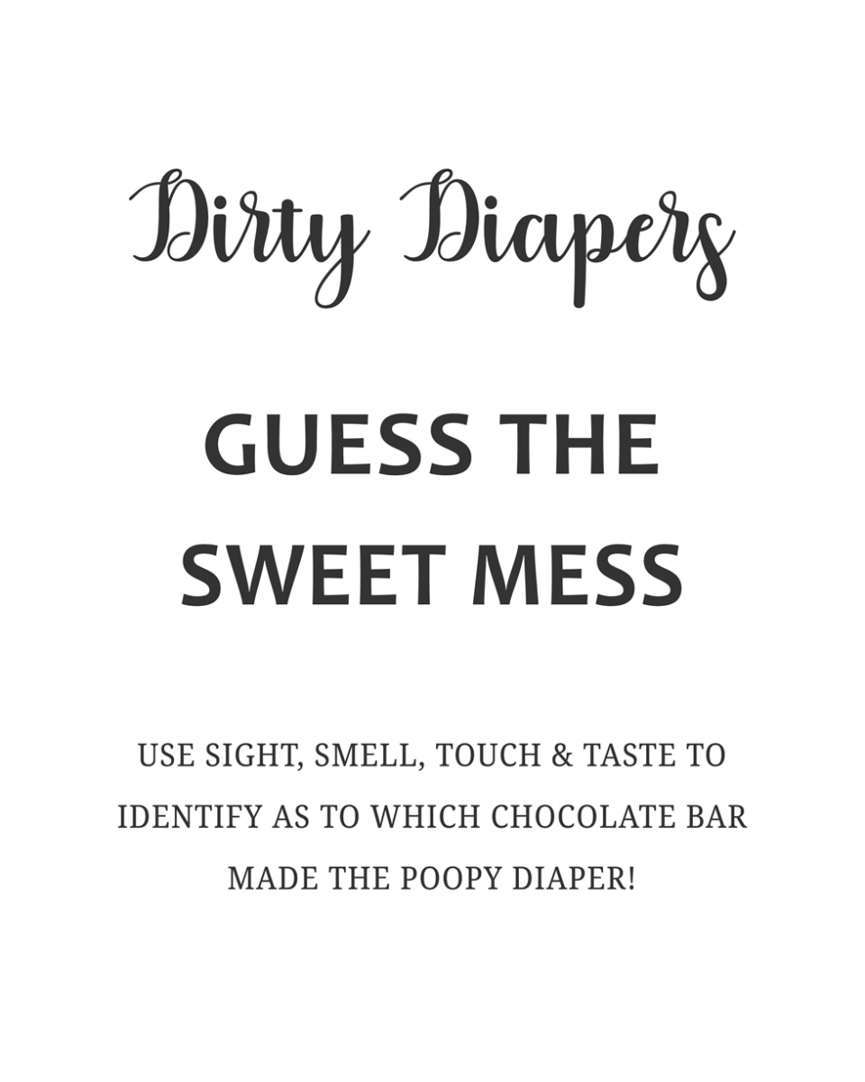 Guess the Sweet Mess Baby Shower Game