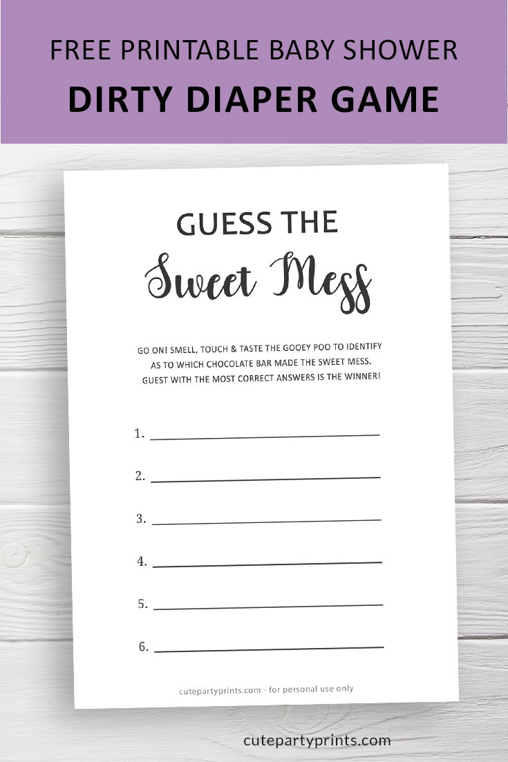 Guess the Sweet Mess Baby Shower Game