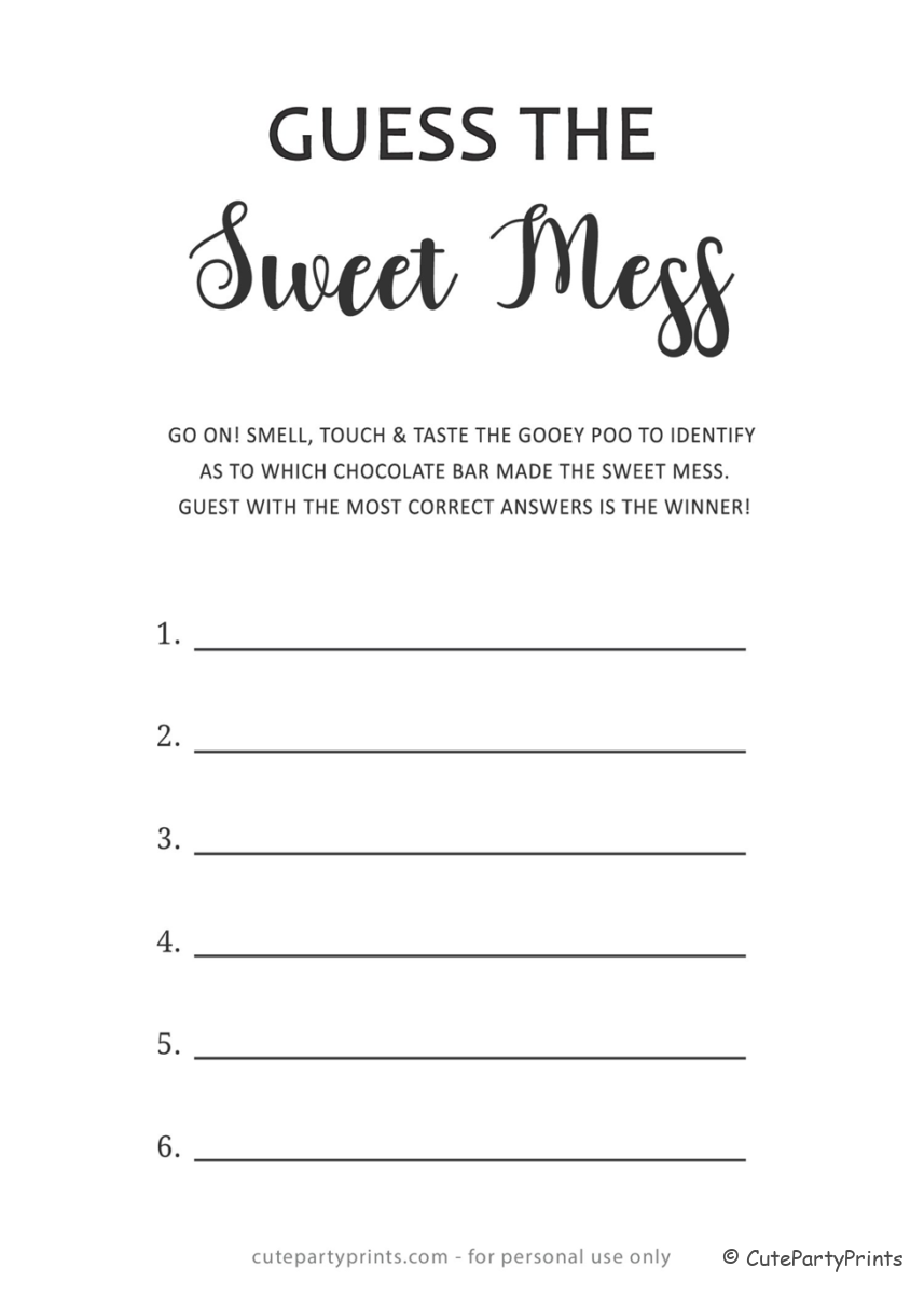 Guess the Sweet Mess Free Printable