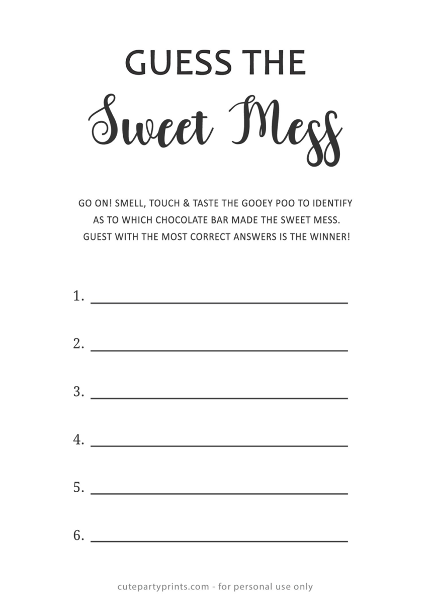 Guess the Sweet Mess Free Printable