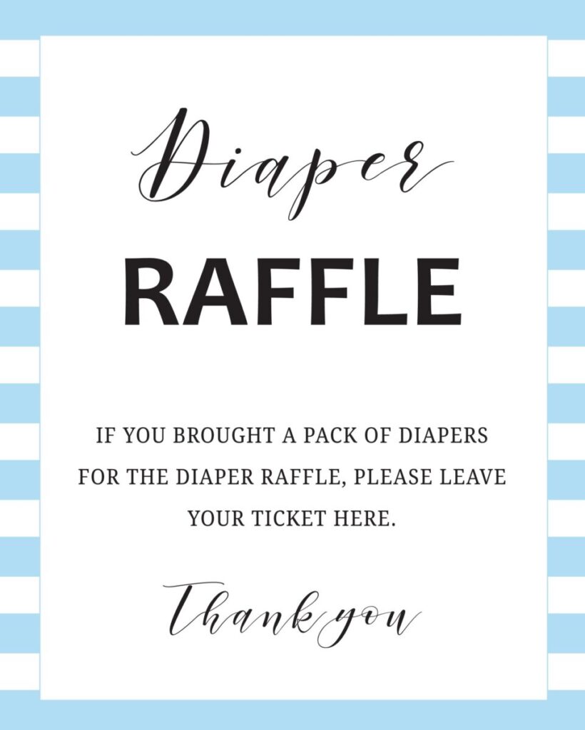 Blue Diaper Raffle Table Sign