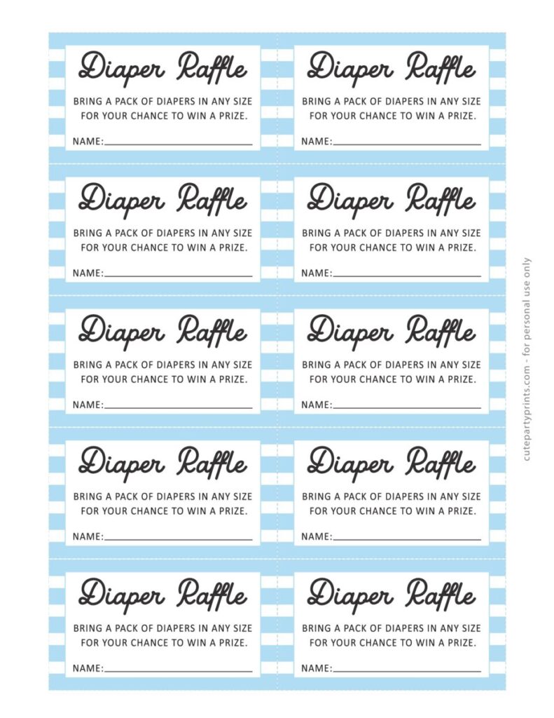Blue Diaper Raffle Tickets